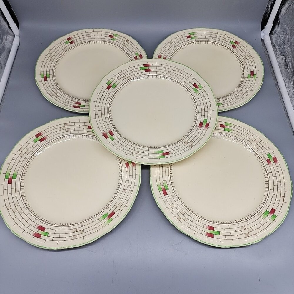 Vintage X5 Alfred Meakin Van Dyck Ware Darleydale Pattern Dinner Plates 10.25 in